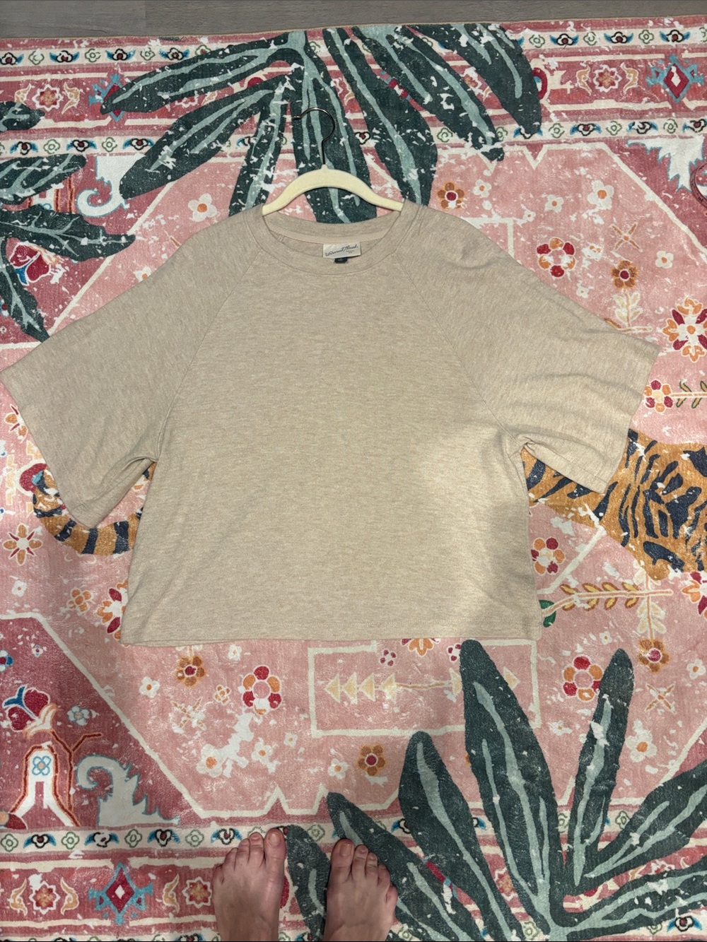 Universal Thread Cream Boxy Short-Sleeve Sweatshirt